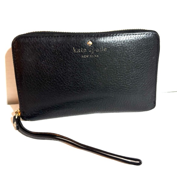Kate Spade Black Leather Wristlet - Picture 1 of 4